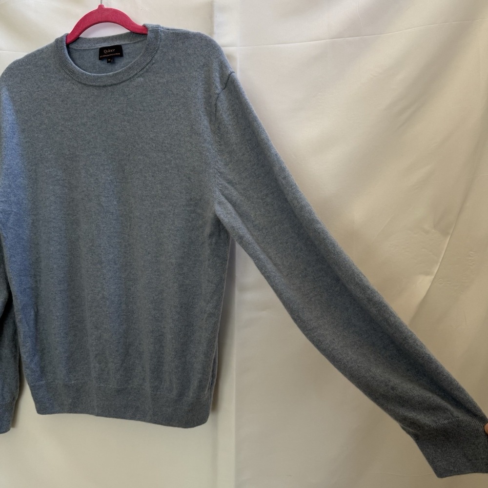 Quince Mens 100% Mongolian Cashmere Crewneck Sweater Faded Denim Size XL - Picture 3 of 10